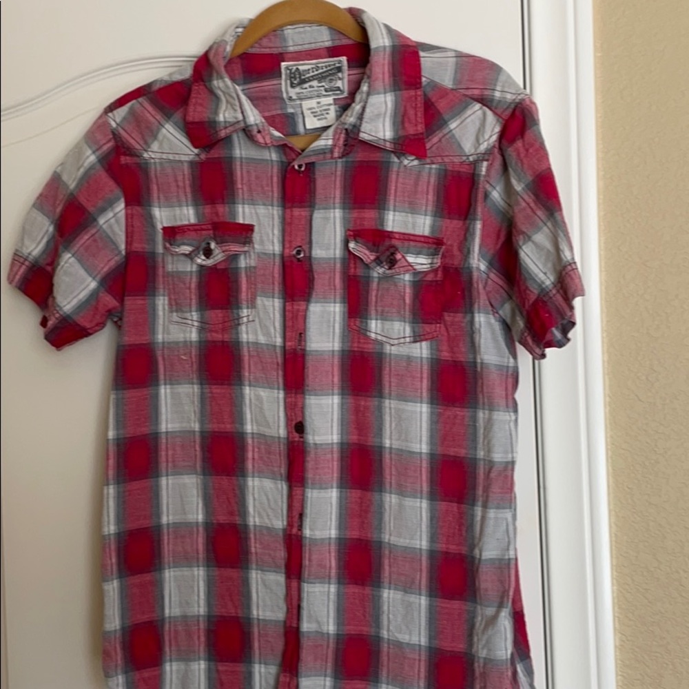 Overdrive Men's Plaid Button Up Short Sleeve